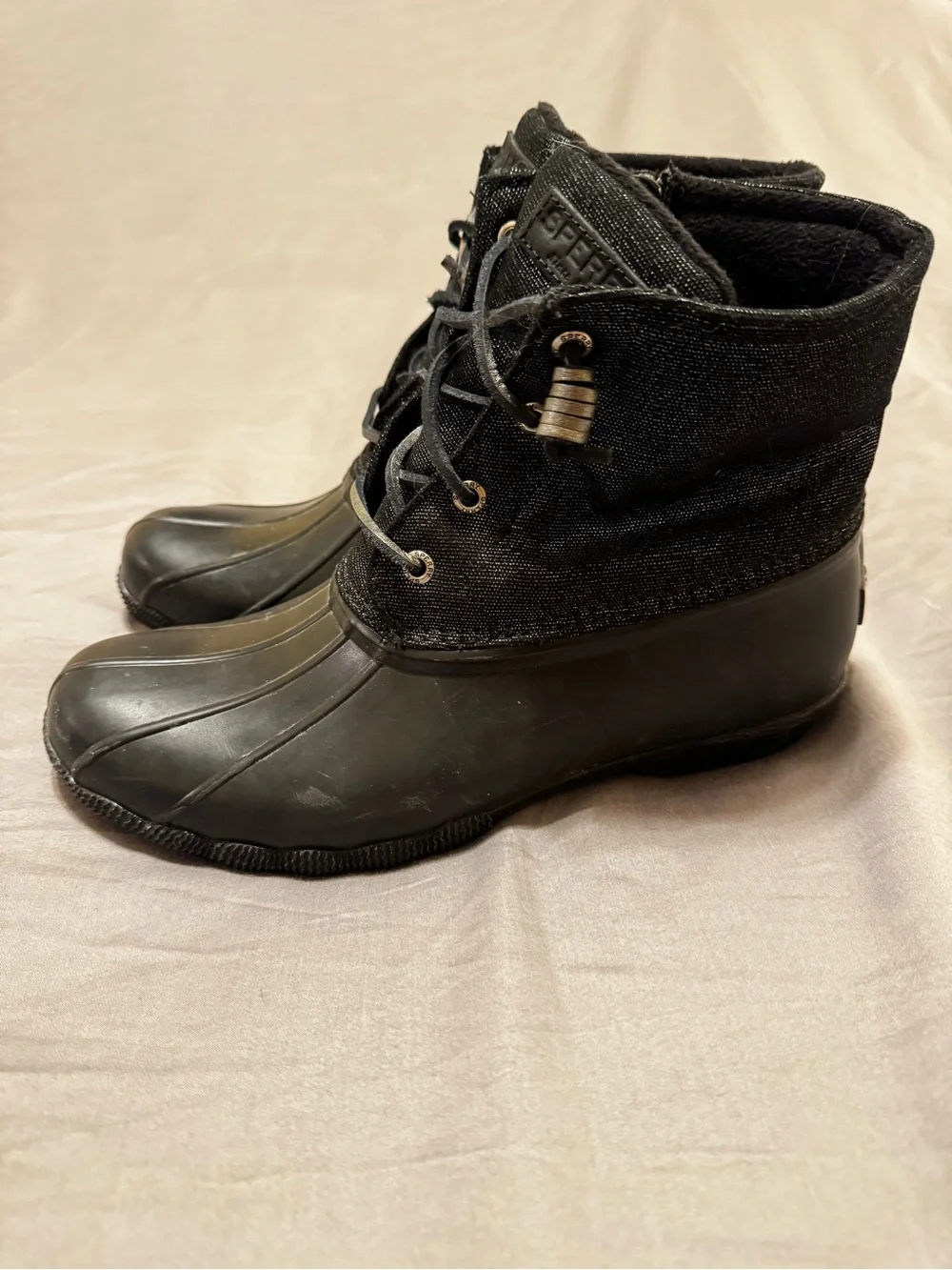 Sperry Black Duck Boots Ankle Booties - Picture 1 of 7